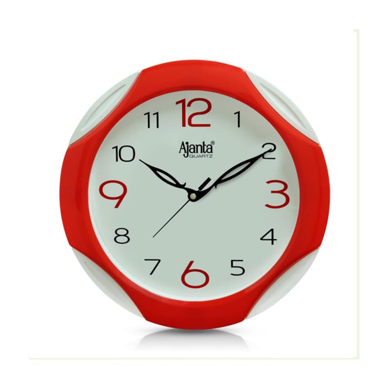 Image of Ajanta F-Series 12 Inches Analog Wall Clock for Home and Offices, Wall Watch (Red), Plastic