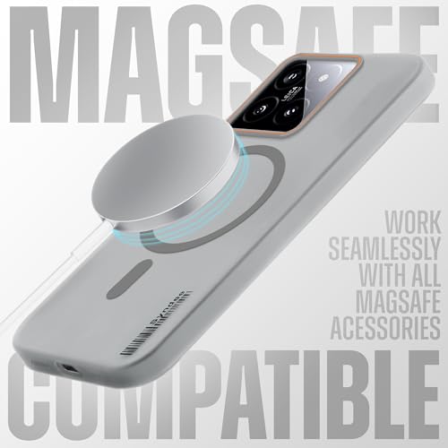 Image of Mr. Case Back Cover for Xiaomi 14 5G Sleek Frosted Translucent Back Only Compatible with Wireless Magnetic Accessories | Anti-Scratch Shockproof Phone Case - Grey