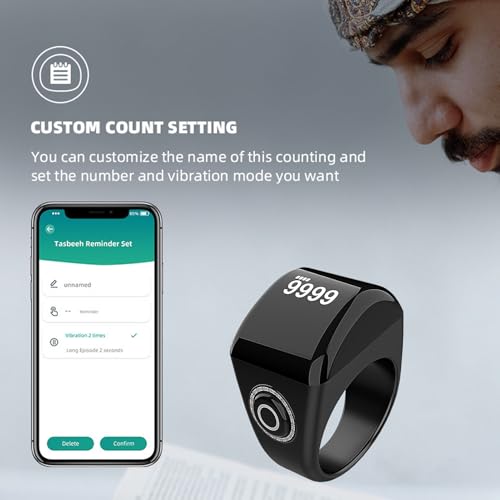 Muslimischer Islamischer Gebets-Smart-Ring-Zähler, Erinnerung, Digitales Display, 20 Mm, Smart Tasbih Zikr