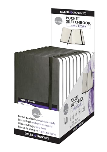 DALER ROWNEY Simply Sketchbook, Papel para Desenho em Caderneta com Elástico, Tamanho 14x8,9cm, Capa