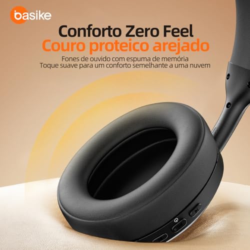 Fone de Ouvido Bluetooth Basike J6 ANC, Cancelamento de Ruído Ativo Headphone Bluetooth 5.3 Headset