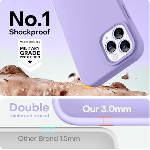 Image of LOVE 3000 Compatible with iPhone 12 Pro Max Case | Thickening Liquid Silicone | Anti-Scratch Microfiber Lining | Full-Body Duty Heavy Protection Case for iPhone 12 Pro Max Women Girls, Light Purple