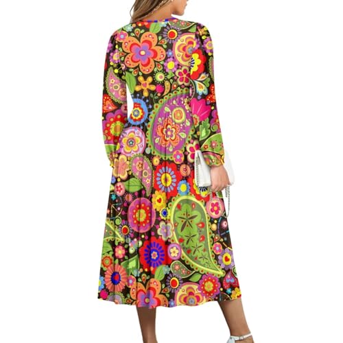 Women's V-Neck Long Sleeve Tie Dress Midi Dresses Wrap Waist - Cinching Dress Party Wedding Guest Cocktail2