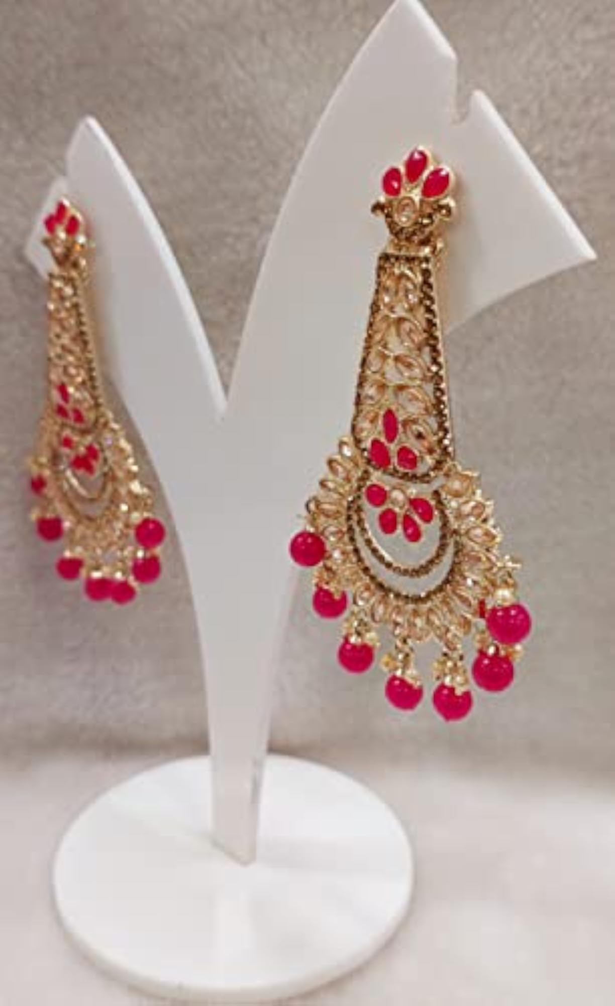 Women's Long Lightweight Designer Earrings, Ruby
