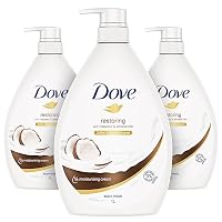 Dove Body Wash Restoring 1L x 3 Pack, Mild and Gentle formula, with Coconut & Almond Oils