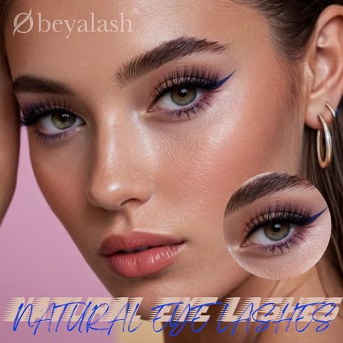 False Lashes Natural Cateye Eyelashes 3D Fluffy 14mm Natural look Fake Eye Lashes Clear Band Reusable Pestañas Postizas 14 Pairs Pack by Obeyalash(C040）