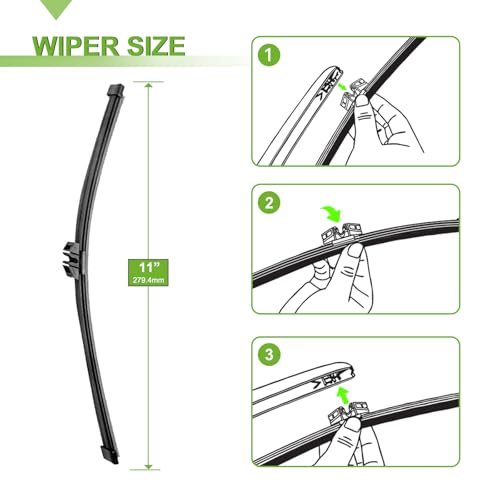 Image of PARRATI Windshield Wiper Blades for Ford Escape 2013-2019, 3 Pack | 28 /28 Inch Front +11 Inch Rear, OEM Replacement, Ultra Quiet, No Streaks All Weather Wiping