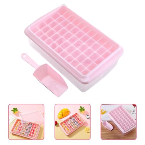 Bandeja de cubitos de plástico Luxshiny con tapa rosa miniatura 7