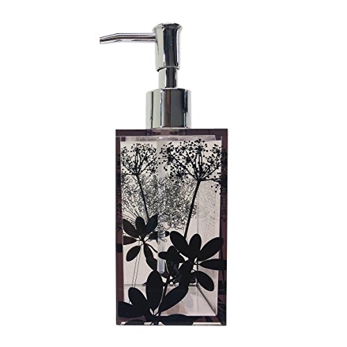 センコー(Senko) サリナ ソープボトル ディスペンサー 約6.4×6.4×高18cm 容量約 260ml ブラウン モダンなプランツ柄 55201