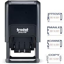 Trodat Printy 4750 Self Inking Date Stamp with Approved, Copy, EMAILED, Scanned Blue and Red Ink, 1" x 1-5/8"