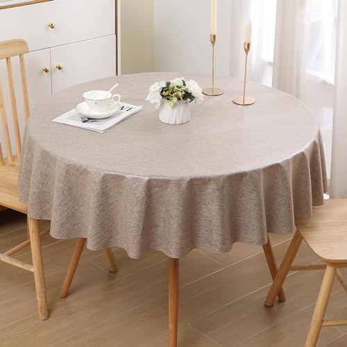 Smiry Square Table Cloth Wipe Clean 140x140 cm Fabric Tablecloth Waterproof Linen Wipeable Polyester for 4 Seater Dining Table Cover for Kitchen Indoor Outdoor, White