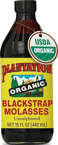 Plantation Organic Blackstrap Molasses 15 oz – USDA Organic Unsulphured Blackstrap Molasses, Natural Sweetener for Baking, Cooking & Beverages