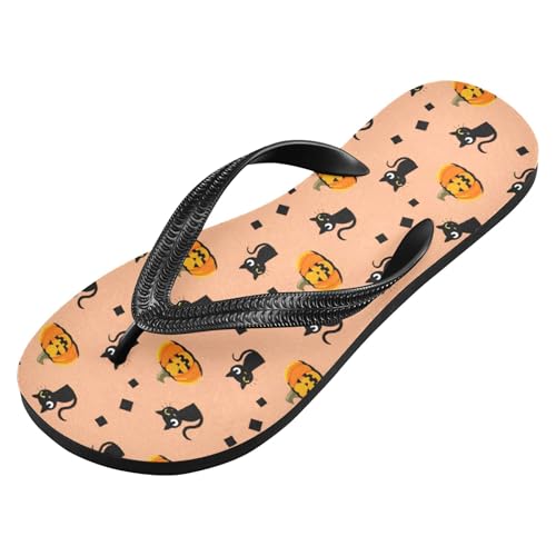 Burbuja Cats Pumpkins Flip Flops for Women Men, Soft Thong Sandals Rubber Slippers for Pool Beach Essentials2