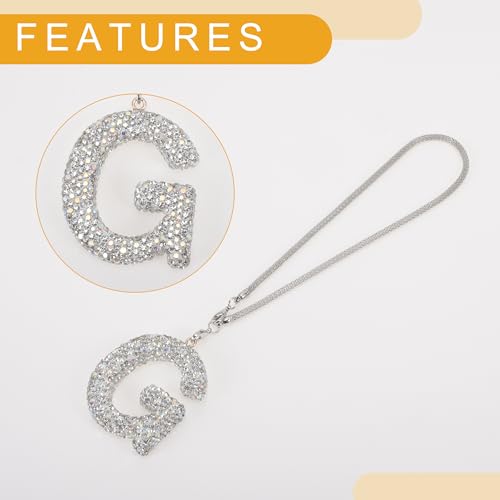 ACROPIX 1 Pc Metal Faux Crystal Letter g with Rhinestones Car Rear View Mirror Pendant Accessories Car Hanging Ornament Multicolor