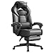 SONGMICS Chaise de Jeu, Chaise d'Ordinateur, Ergonomique, avec Repose-Pieds, Coussin de Tête Ajustable, Support Lombaire, Capacité de Charge de 150 kg, Noir OBG077B01