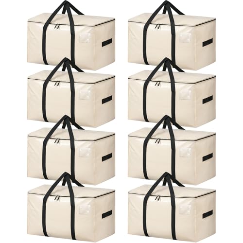 Image of BAGAIL Heavy Duty Moving Bags with Strong Handle, Extra Large Moving Boxes, Storage Tote for Clothes, College Moving Supplies(Beige, 8 Pack)