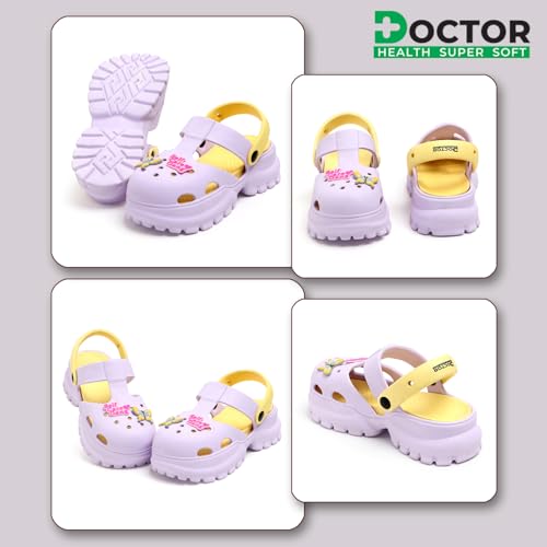 Image of DOCTOR HEALTH SUPER SOFT Stylish and Light Weight & Waterproof Anti Skid Women Clogs with Cushioned Footwear || Comfortable with Adjustable Back Strap Women Clog Everyday Wear