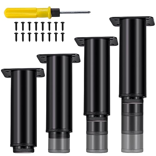 Jiaxitek 25-43 cm Metal Adjustable Furniture Legs,4Pcs Adjustable Height Heavy Duty Bed Center Frame Support Leg,Legs for Kitchen Cabinet/Dresser/TV Stand/Sofa/Chair/Bed/Coffee Table