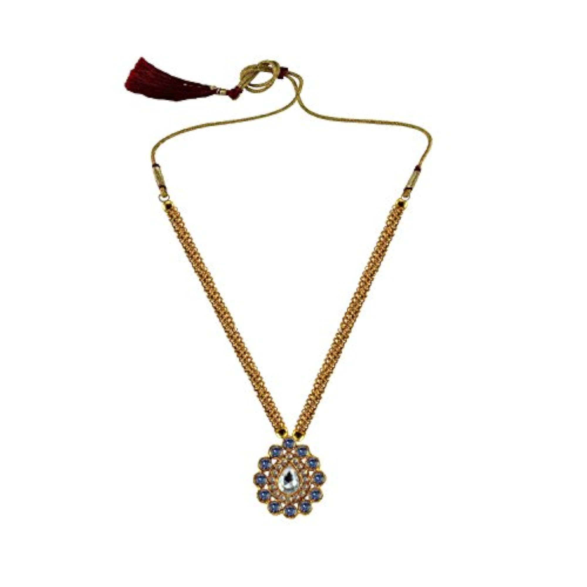 Women's Solid Stone Stud Platted Brass Pendant, Multicolor