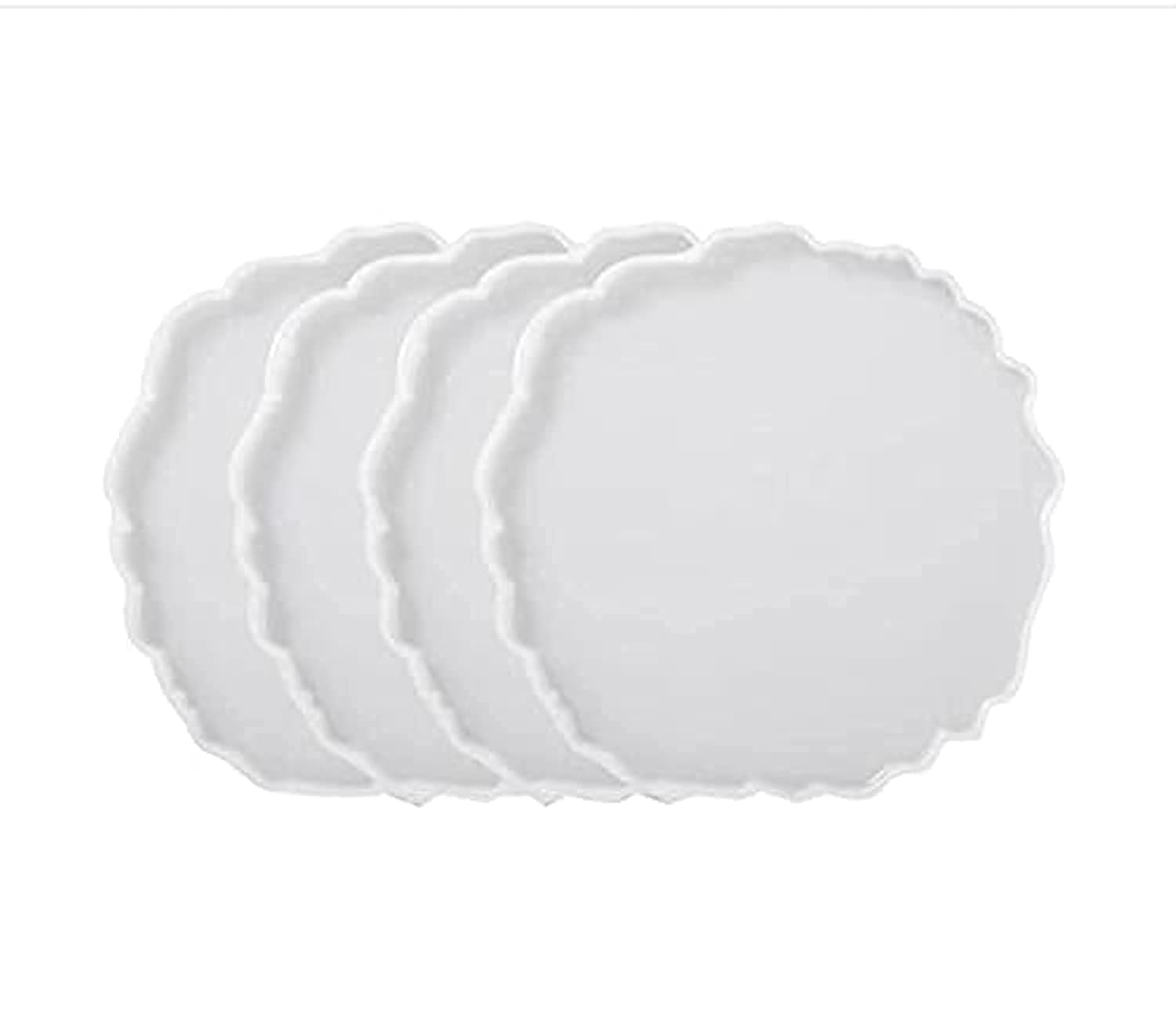 Resin Coaster Molds, 4-Pack Irregular Wave Shape Silicone Coaster Moulds Agate Coaster Epoxy Resin Casting Molds for Agate Slice Coasters, Craft DIY Making Resin Geode, Home Decoration (#1)