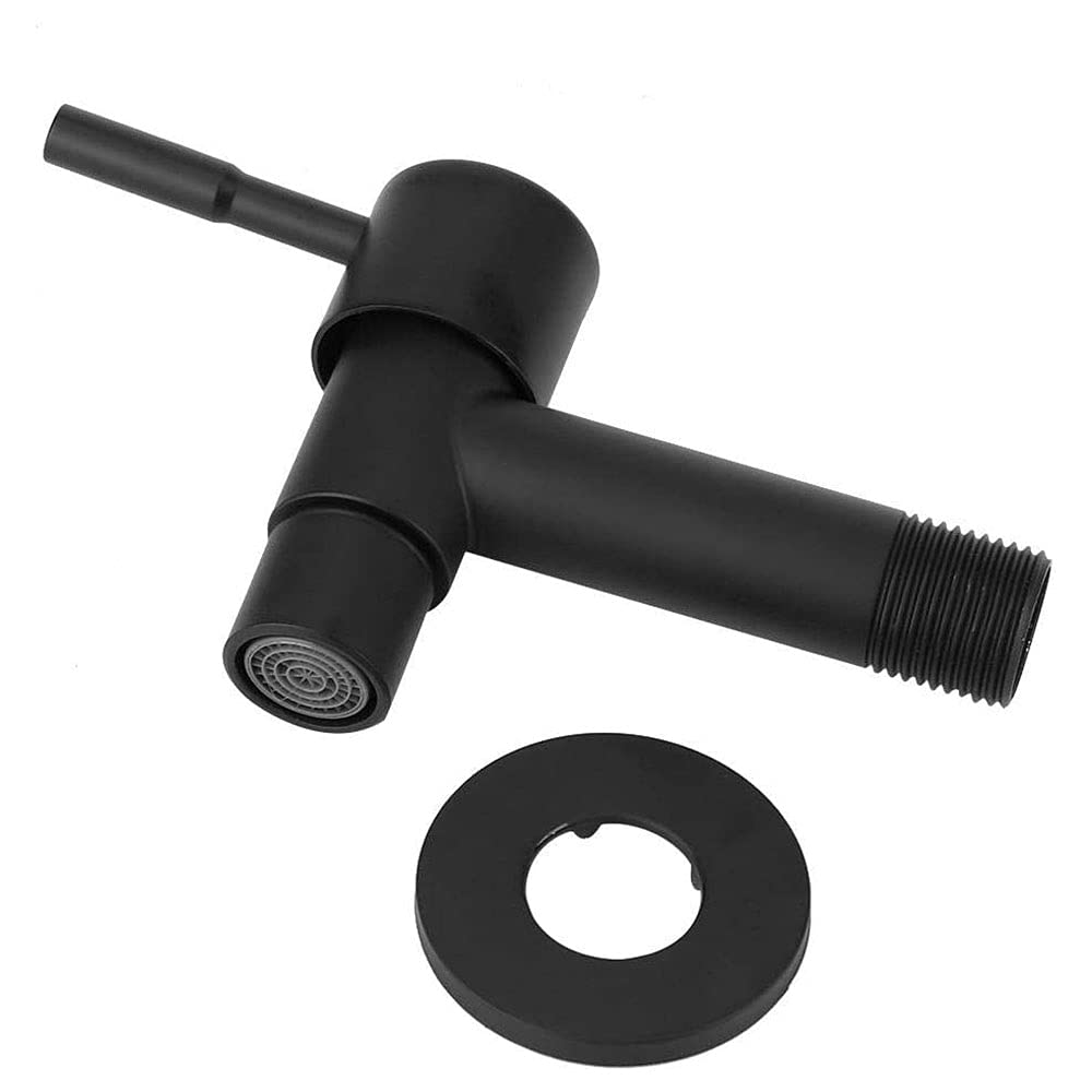 Grifo Exterior, Grifo Agua Jardín, Grifo Fregadero, Grifería Lavabo, Acero Inoxidable Montado en la Pared Agua Ahorrada Grifo para Baño, Fregadero, Balcón, Cocina (Negro1)