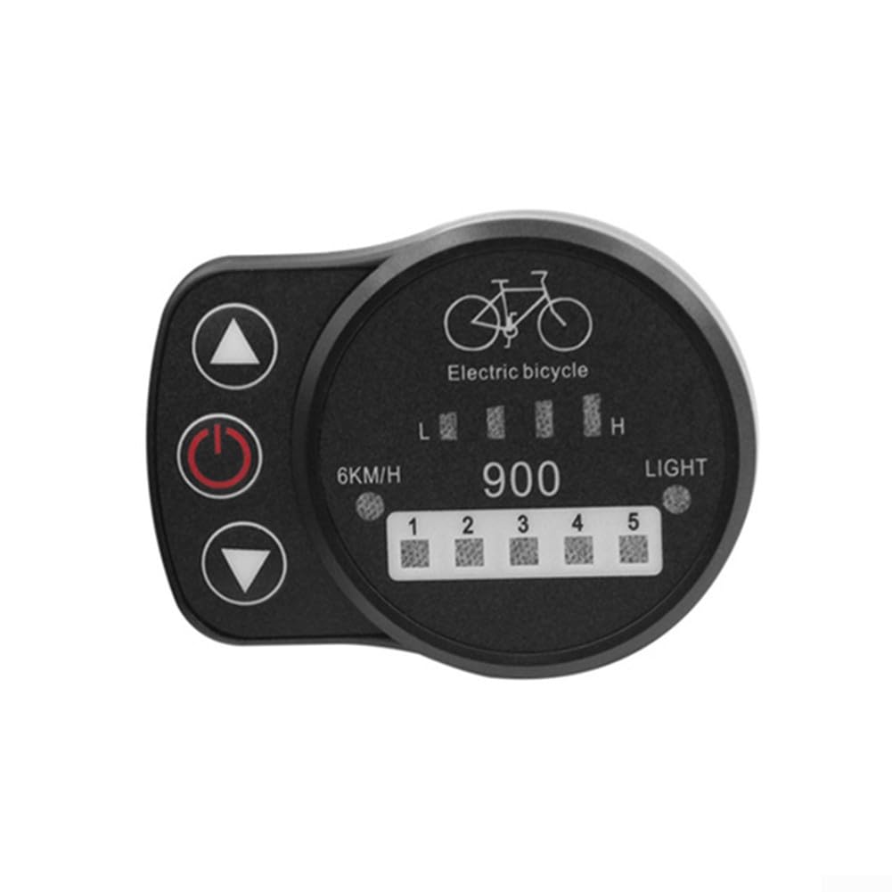 LED900S Pannello di controllo per bici elettrica per sistema KT 24 V 36 V 48 V con 5 modalità di assistenza e 6 km/h Walk Aid, 22,2 mm Bar Mount Display LCD per ciclismo
