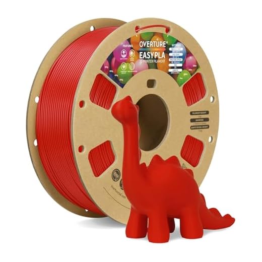 OVERTURE Easy PLA 1.75mm 3D Printer Filament, 1kg PLA Cardboard Spool (2.2lbs), Dimensional Accuracy +/- 0.02mm, Fit Most FDM Printer (Easy Red)