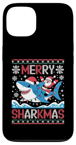 Merry Sharkmas AO[Z[^[ T^ CfBO V[N Cgt X}zP[X iPhone 13 p