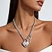 HZMAN Lover Heart Padlock Necklace Padlock Collar Choker for Men Women with Lock and Key 24 Inch (Heart-shaped)