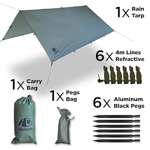 Camping Tarp 10x10 ft (3x3 m) Waterproof Lightweight Rain Fly - Backpacking, Hammock Shelter, Emergency Survival Tent, Durable, Compact All-Weather Cover - Image 4