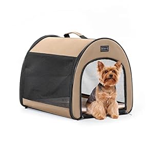 Petsfit Soft Sided Dog Crate, Arch Design Escape Proof Soft Collapsible Dog Crate, Small Dog Crate 16″ Lx19 Wx16 H, Khaki