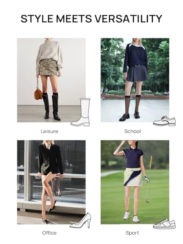 MANZI 3 Pairs Sheer Knee High Stockings for Women 15 Denier Ladies Nylon Knee Highs Trouser Socks