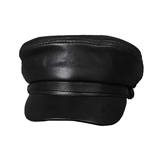 Classic Leather Military Caps For Men Black Casual Flat Caps Autumn Winter Military Hats Army Women Genuine Leather Vintage #TOP7
