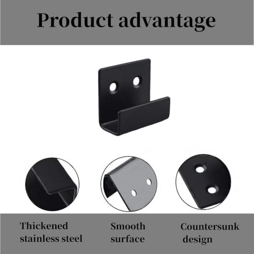 Image of Tile Display Wall Hanger, 8 Pcs Stainless Steel Wall Mount Brackets Hook, Heavy Duty Tile Hanger for Mirrors, Picture Frame Ceramic Wall Display (Black Inner Width 15mm /0.59 inch)