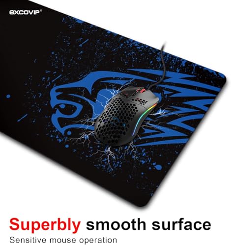 Image of KRESHU Leopard Non-Slip Rubber Base Mouse Mat 700 * 300 * 2mm Large Size Table Mat Stitched Edge Mousepad Gaming Mat Desk Mat Suitable for PC, Computer, Laptop (Blue Leopard, 1-Pcs)