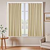 SUGOI 遮光カーテン 140cm丈 幅110cm カーテン 遮光 小窓 おしゃれ 厚手 無地 断熱 遮熱 保温 防寒 防音 UVカット 省エネ 節電対策 目隠し 間仕切り 1枚入り アジャスターフック付き 出窓 寝室 リビング 子供部屋 北欧 シンプル 洗える ダークベージュ