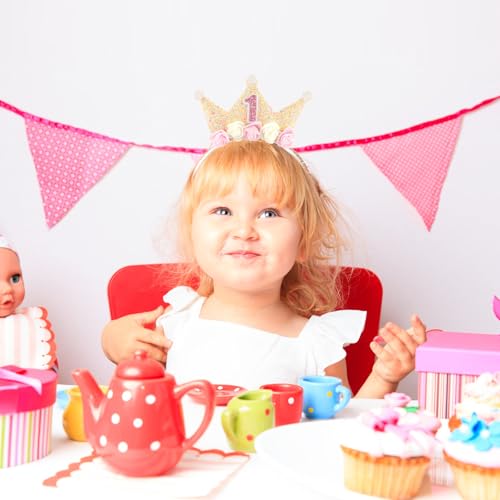 Canitor First Birthday Hat Sweet One Party Decorations 1st Birthday Girl Headband Crown Tiara for 1 Year Old Girl Gifts3