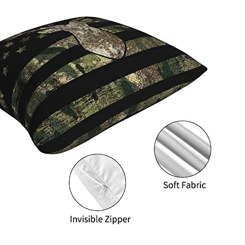 Gianlaima Camo Camouflage Hunting Deer American Flag Painting Set Of 4 Decorative Throw Pillow Cases Sofa Cushion Covers For Couch Bedroom Living Room Car Home Decor #TOP6