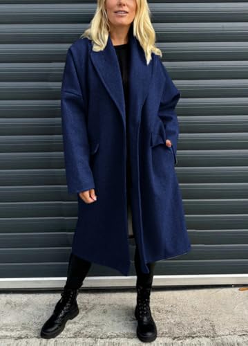 chouyatou Women's Winter Shawl Collar Long Wool Coat Single Breaseted Dressy Casual Pea Coat Overcoat4