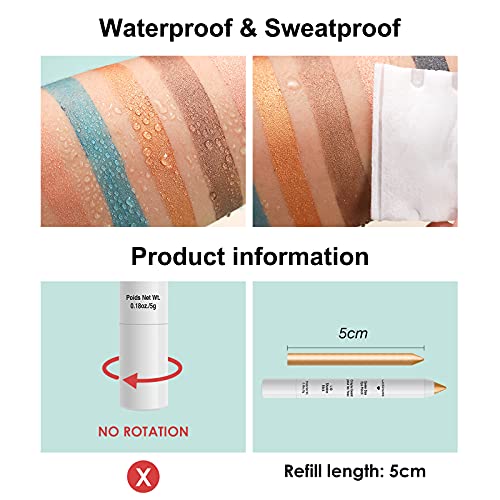 Erinde White Eyeshadow Stick, Glitter Shimmer Metallic Eye Shadow Crayon Makeup Pen, Cream Eye Highlighter Brightener Stick, Waterproof, Long Lasting, Highly Pigmented, Save Time (#L01) #TOP4