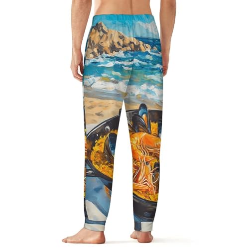 Seaside Seafood Paella with Champagne Breathable Mens Pajama Pants Lounge Sleep PJ Bottoms Sleepwear Jogger2