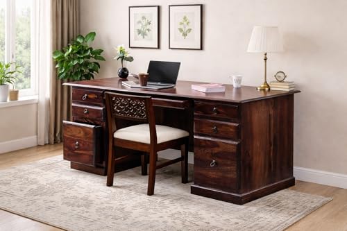 Image of Wooden Study Table with Chair for Students Study Desk Table Office Table for Work from Home Writing Office Desk Computer Desk (13)