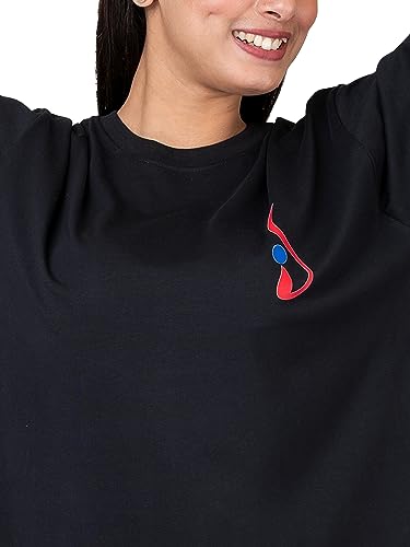Image of INDYSOUL Women /Girls Casual Supercombed Biowashed Cotton Qversize Tshirt