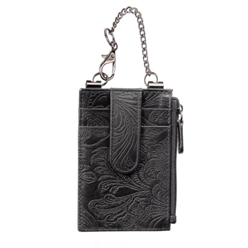 Image of RFID Blocking Boot Wallet with Security Chain & Zipper Lock - Genuine Leather Wallets for Men, Travel Wallets Women, Minimalist Leather Card Holder