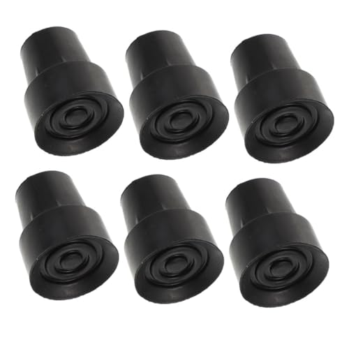 KOMBIUDA 6個 高齢者用松葉杖用滑り止めマット 松葉杖の詰め物 トレッキングポールのヒント 杖の滑り止めチップ 杖のヒント 松葉杖のパッド 松葉杖クッション ゴム Black