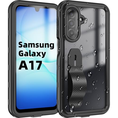 for Samsung Galaxy A17 5G Phone Case, IP68 Waterproof Dustproof, Built-in Screen Protector, Rugged Full Body Shockproof Protective Cover with Cell Phone Ring Holder for Samsung A17 5G / 4G 6.7'（Dark）