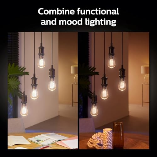 Image of Philips Hue Smart 60W ST23 Filament LED Bulb - White Ambiance Warm-to-Cool White Light - 1 Pack - 550LM - E26 - Indoor - Control with Hue App - Works with Alexa, Google Assistant and Apple Homekit