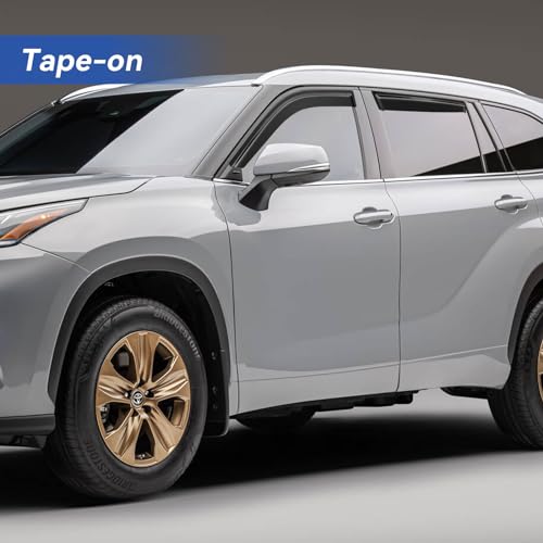 Image of Window Visors Rain Guards for 2020-2026 Toyota Highlander, Out-Channel Window Vent Wind Deflectors Visors Shades for 20 21 22 23 24 25 Highlander