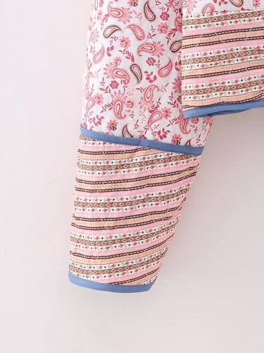 Women's Floral Quilted Puffer Jacket Y2k Cottagecore Short Padded Coats Floral Long Sleeve Cardigan Aesthetics Clothes3