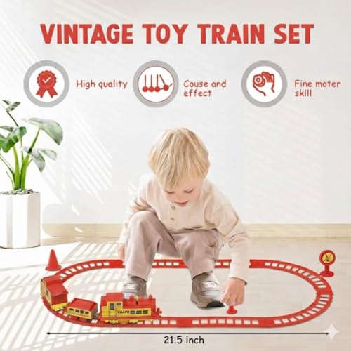 Image of Battery Operated Railway Train Set for Boys | Express Engine with Passenger & Coal Wagon | 14 Piece Fun Educational Track Toy